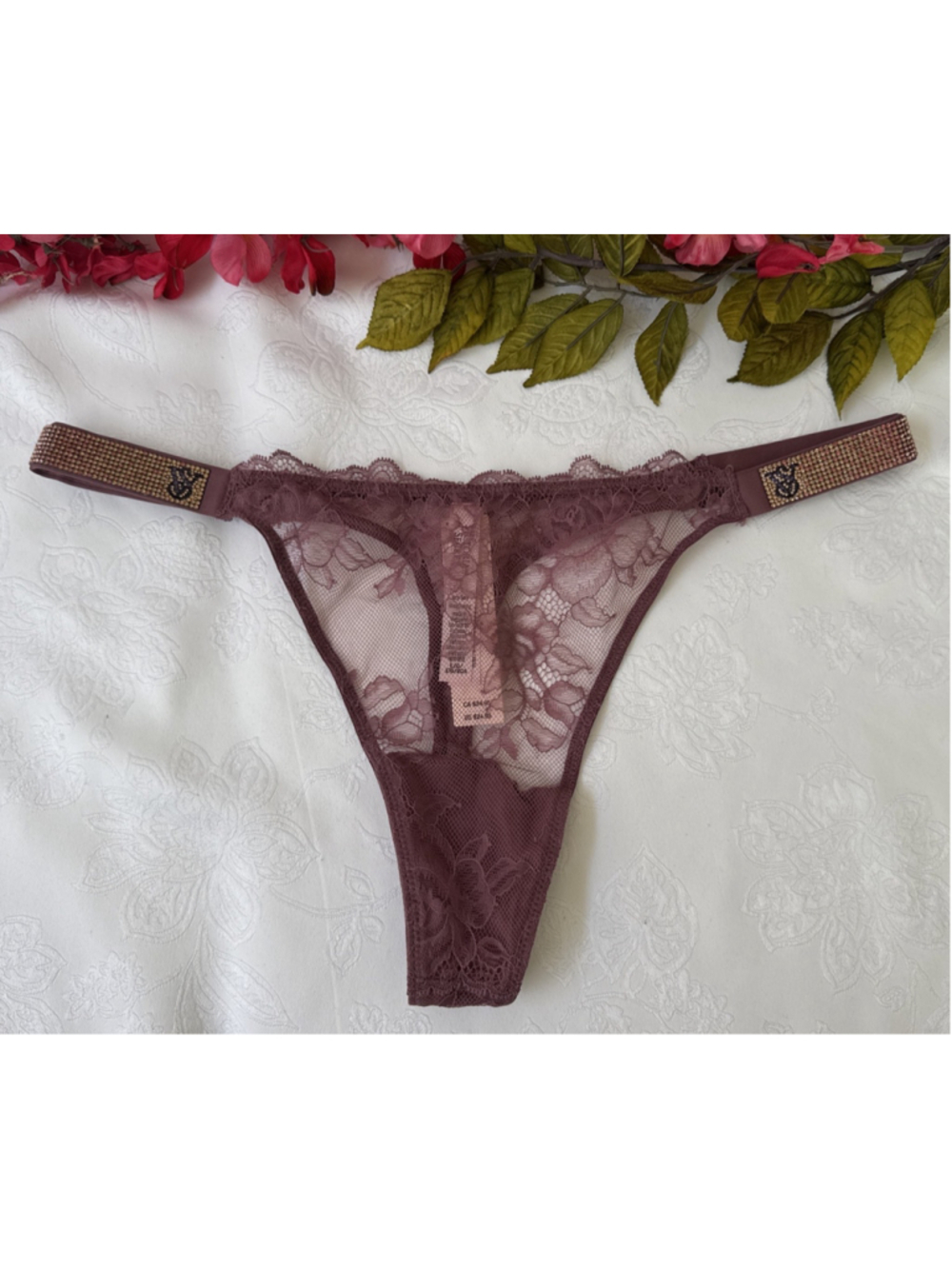 VICTORIA'S SECRET L PINK VERY SEXY HI LEG RHINESTONE BRAZILIAN PANTIES BLING